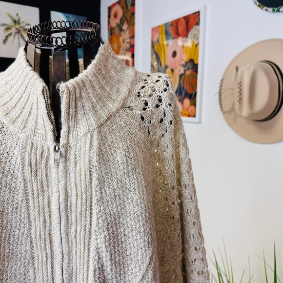 Maurices Cream Cable Knit Zip-Up Sweater - Picture 2 of 6